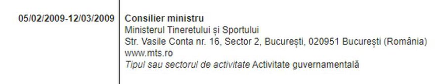 Informația apare chiar în CV-ul lui Moldovan afișat pe site-ul Camerei Deputaților