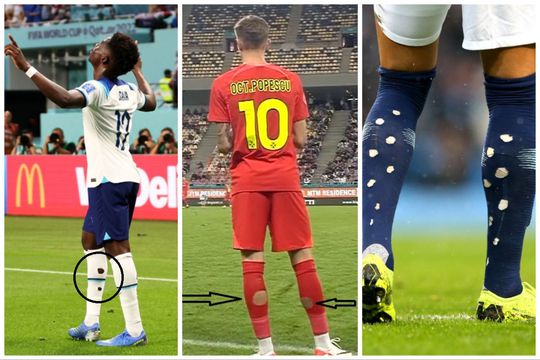 Octavian Popescu, încadrat de Bukayo Saka (stânga) și Kyle Walker (dreapta)