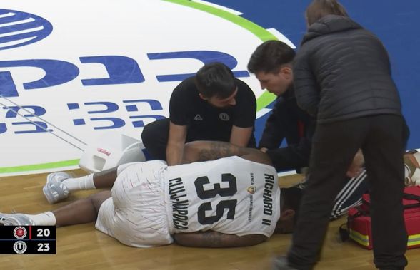 Accidentare gravă pentru căpitanul lui U-BT Cluj-Napoca în duelul cu Hapoel Ierusalim