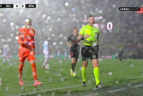 Rijeka - Sparta Praga, întrerupt din cauza ploii abundente/ foto: X @Croatian Football