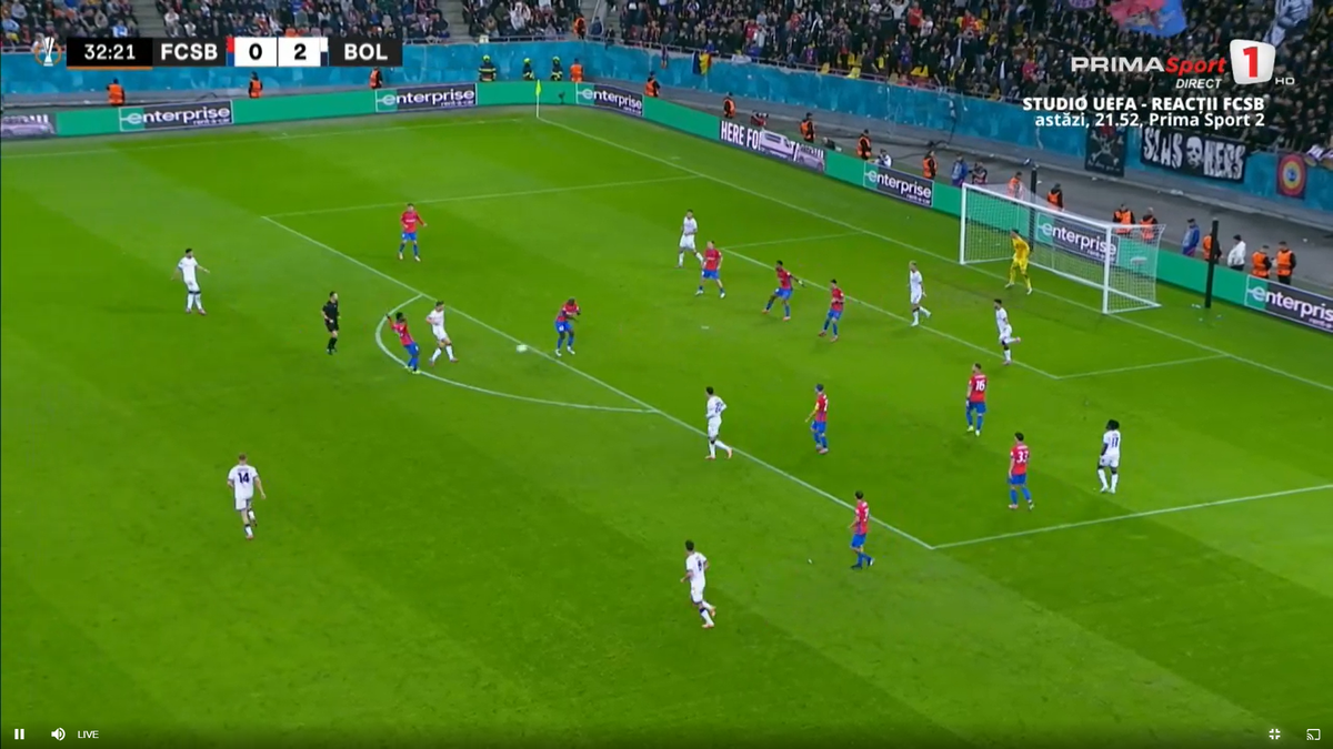 Umilință supremă pentru apărarea celor de la FCSB » Jucătorul de la Bologna l-a imitat pe Zidane în careu, apoi a izbucnit în râs