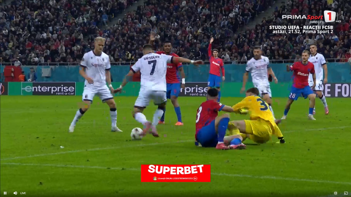 Umilință supremă pentru apărarea celor de la FCSB » Jucătorul de la Bologna l-a imitat pe Zidane în careu, apoi a izbucnit în râs