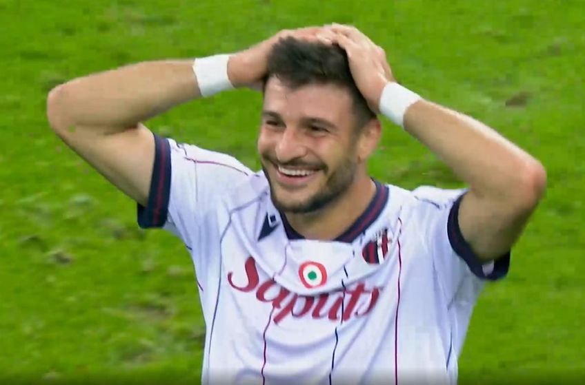 Riccardo Orsolini, vedeta Bolognei, a reușit o fază uimitoare în meciul cu FCSB, în urma căreia a și înscris. Golul a fost anulat imediat pentru ofsaid.