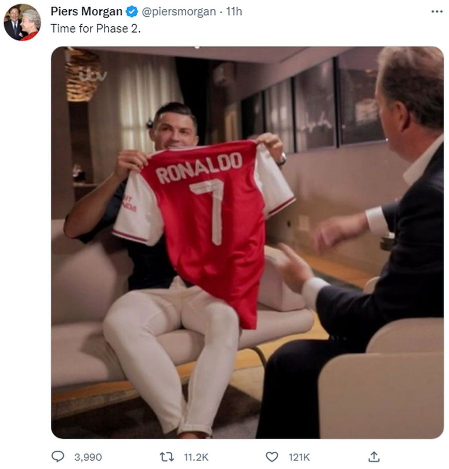 „Timpul pentru faza a doua” » Piers Morgan „i-a găsit” echipă lui Ronaldo: postare de 120.000 de like-uri