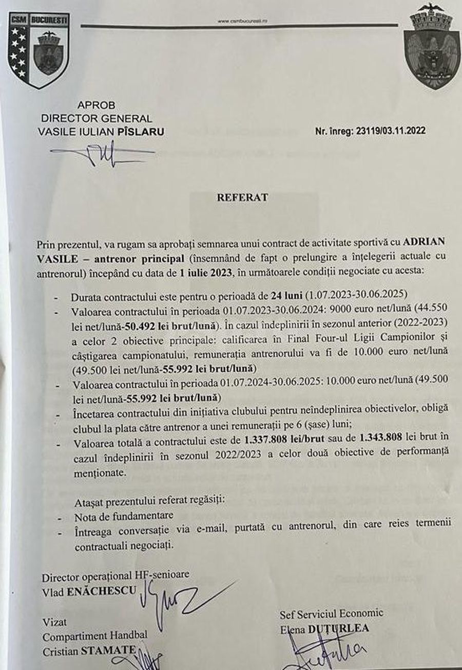 La CSM București, pe bani publici, ești răsplătit și dacă nu ai îndeplinit obiectivele! GSP are clauzele din noul contract al lui Adi Vasile