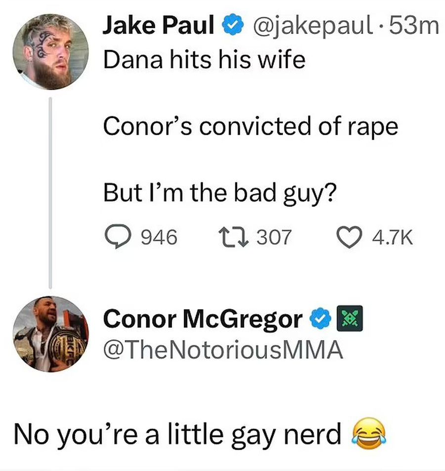 Derapaj pe rețelele sociale între Jake Paul și Conor McGregor: „Ești doar un tocilar mic și gay”