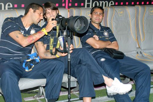 Materazzi, Chivu, Jimenez (de la stânga la dreapta) în 2009 la Inter. Foto: Imago Images