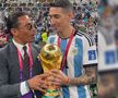 Salt Bae atinge trofeul lângă Angel Di Maria, vizibil stânjenit