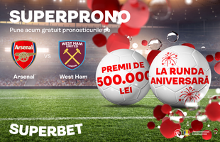 Ia o parte din cei 500.000 de lei cu ocazia rundei 200 de la SuperProno! Toți ochii sunt pe Arsenal – West Ham