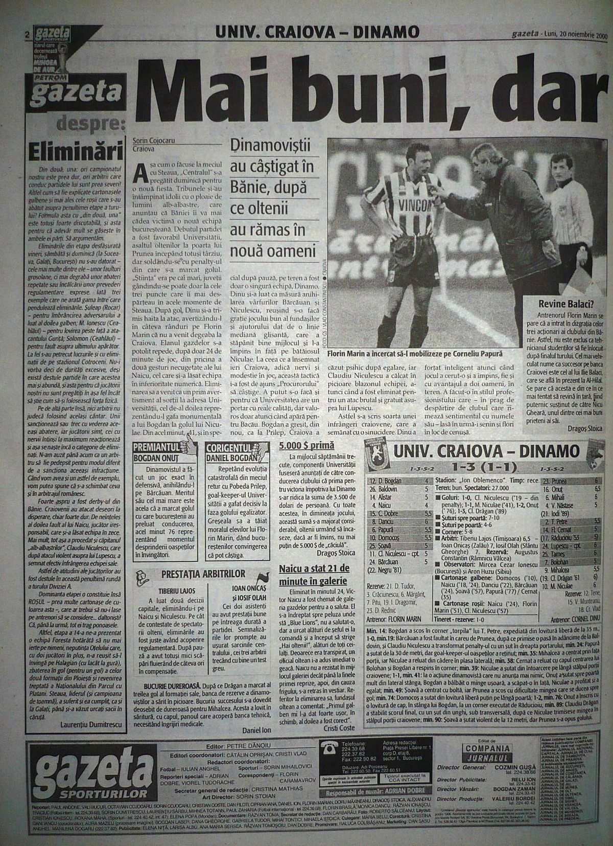Craiova - Dinamo 1-3 / 2000