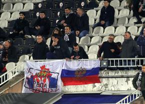 Provocator! Steagul afișat de fanii sârbi la meciul cu Sheriff Tiraspol, după ce săptămâna trecută au fost interziși în Moldova
