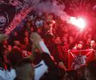Temuții fani ai lui Partizan au afișat, pe lângă drapelul Rusiei, și un steag cu harta Serbiei mari / Sursă foto: Guliver/Getty Images