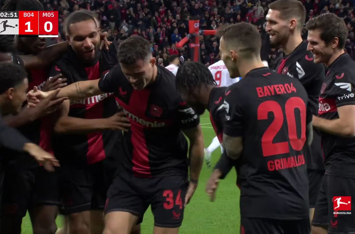 Bucuria lui Granit Xhaka după golul înscris în partida Leverkusen - Mainz