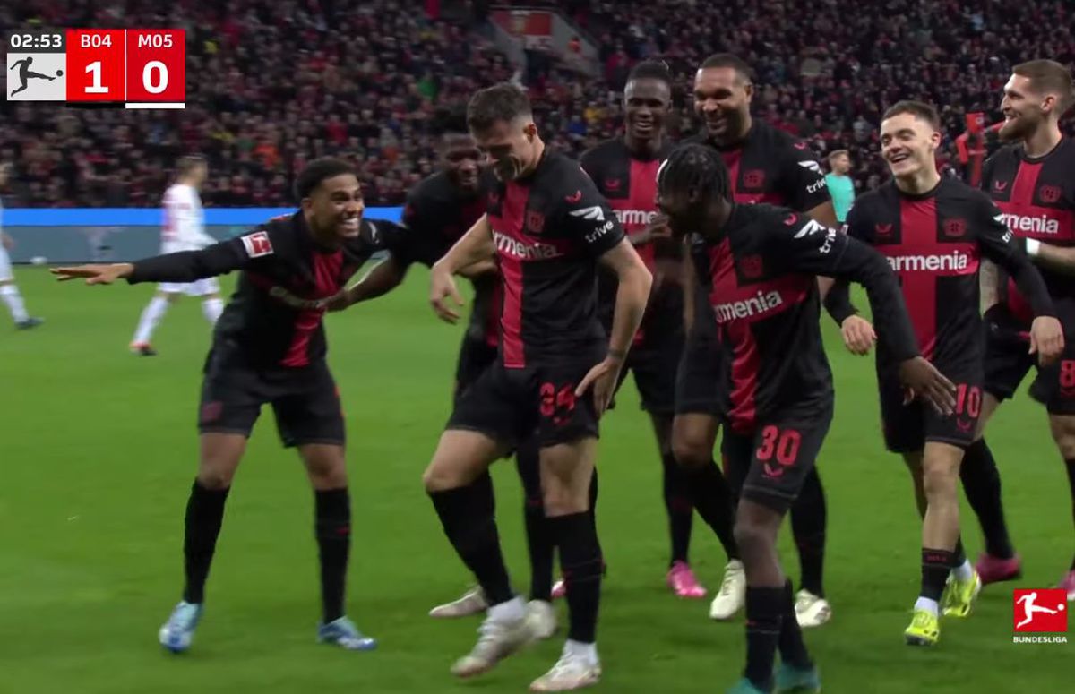 Bucuria lui Granit Xhaka după golul înscris în partida Leverkusen - Mainz