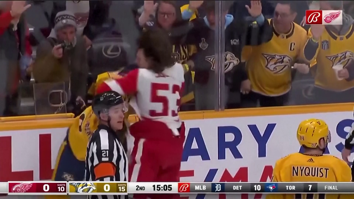 S-au împărțit pumni mai ceva ca într-un ring de box! Imagini incredibile la un meci de hochei