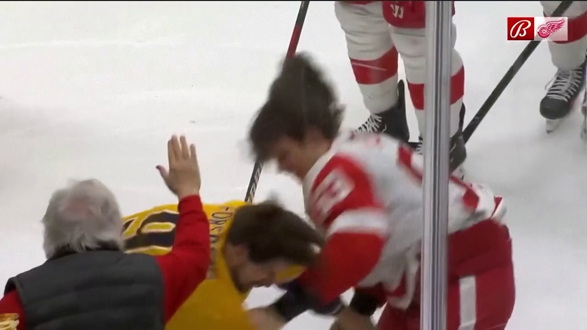 S-au împărțit pumni mai ceva ca într-un ring de box! Imagini incredibile la un meci de hochei