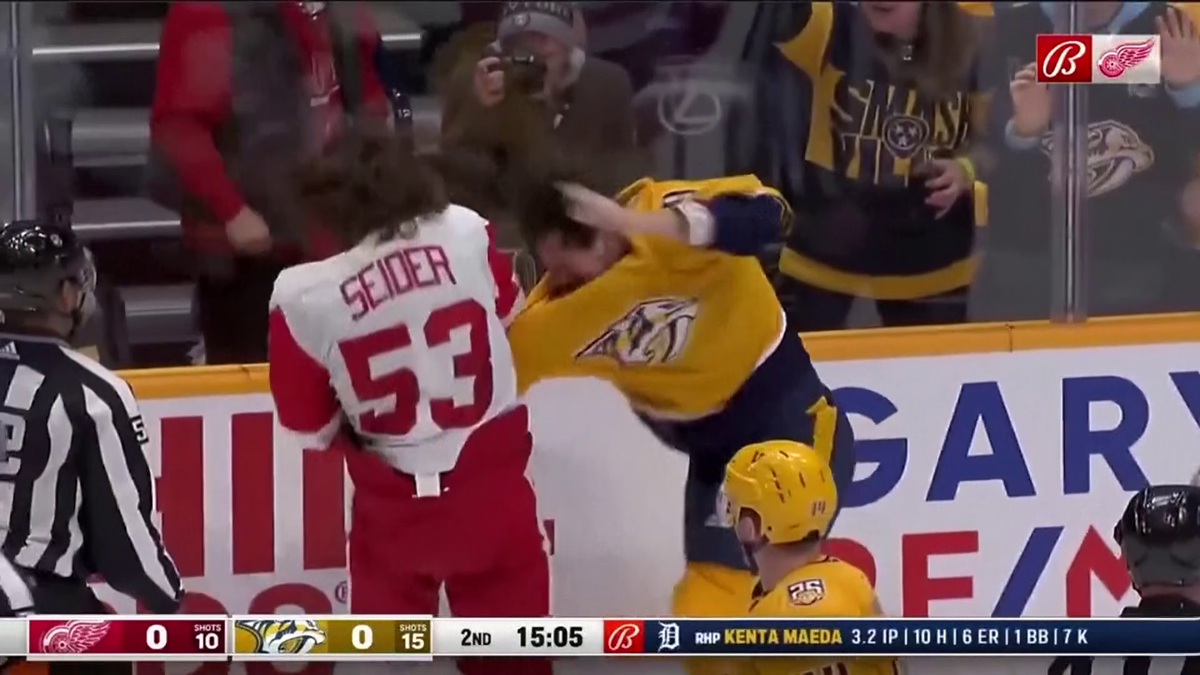 S-au împărțit pumni mai ceva ca într-un ring de box! Imagini incredibile la un meci de hochei