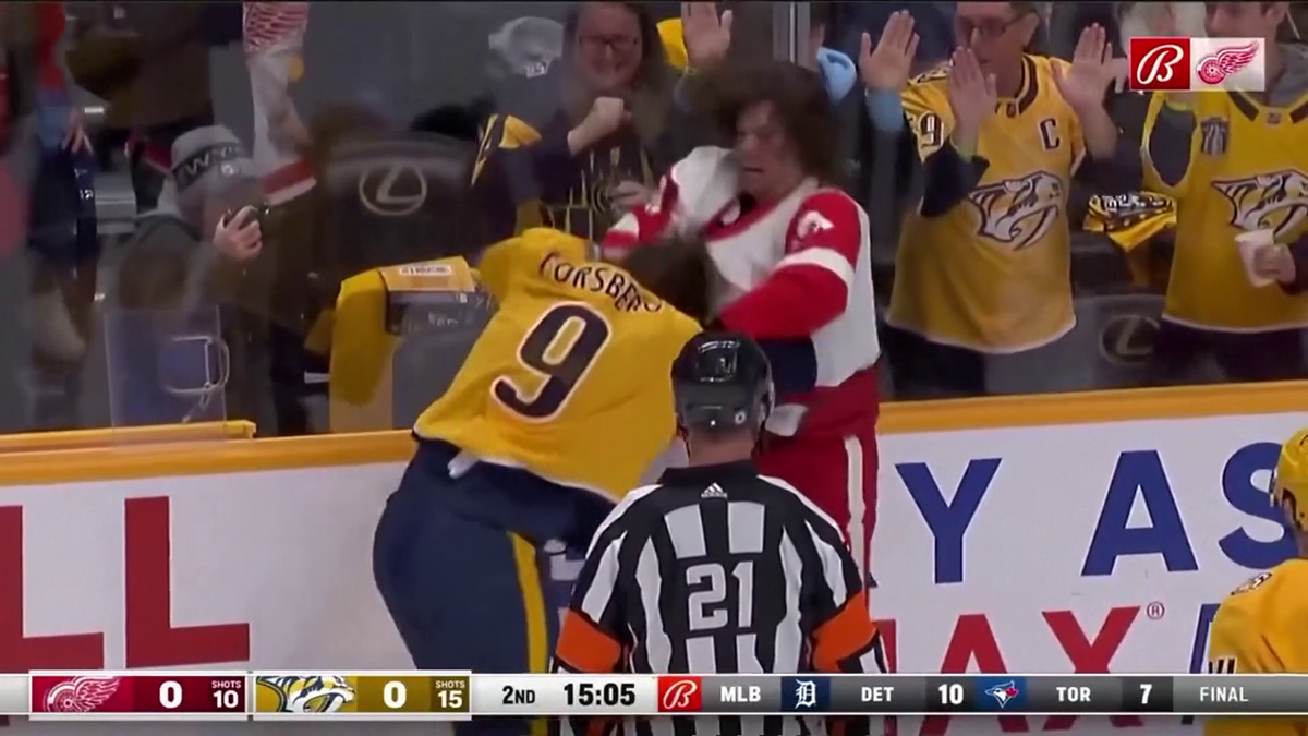 S-au împărțit pumni mai ceva ca într-un ring de box! Imagini incredibile la un meci de hochei