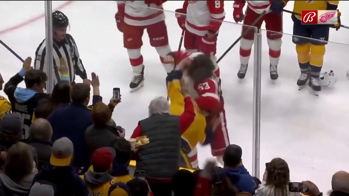 S-au împărțit pumni mai ceva ca într-un ring de box! Imagini incredibile la un meci de hochei