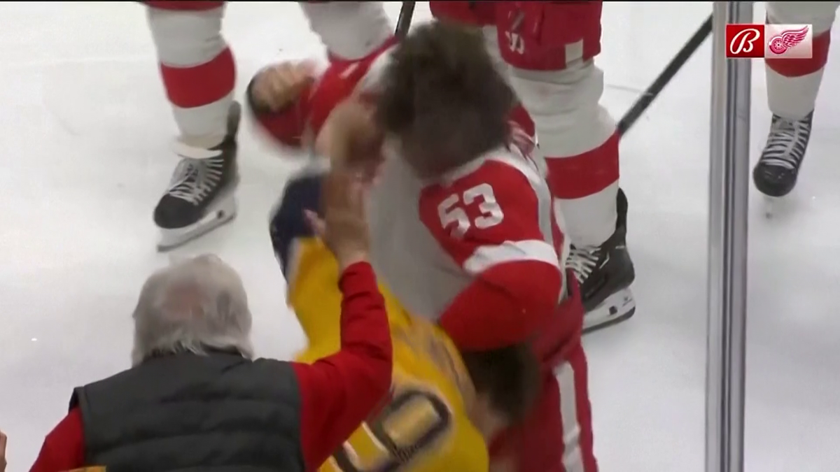 S-au împărțit pumni mai ceva ca într-un ring de box! Imagini incredibile la un meci de hochei