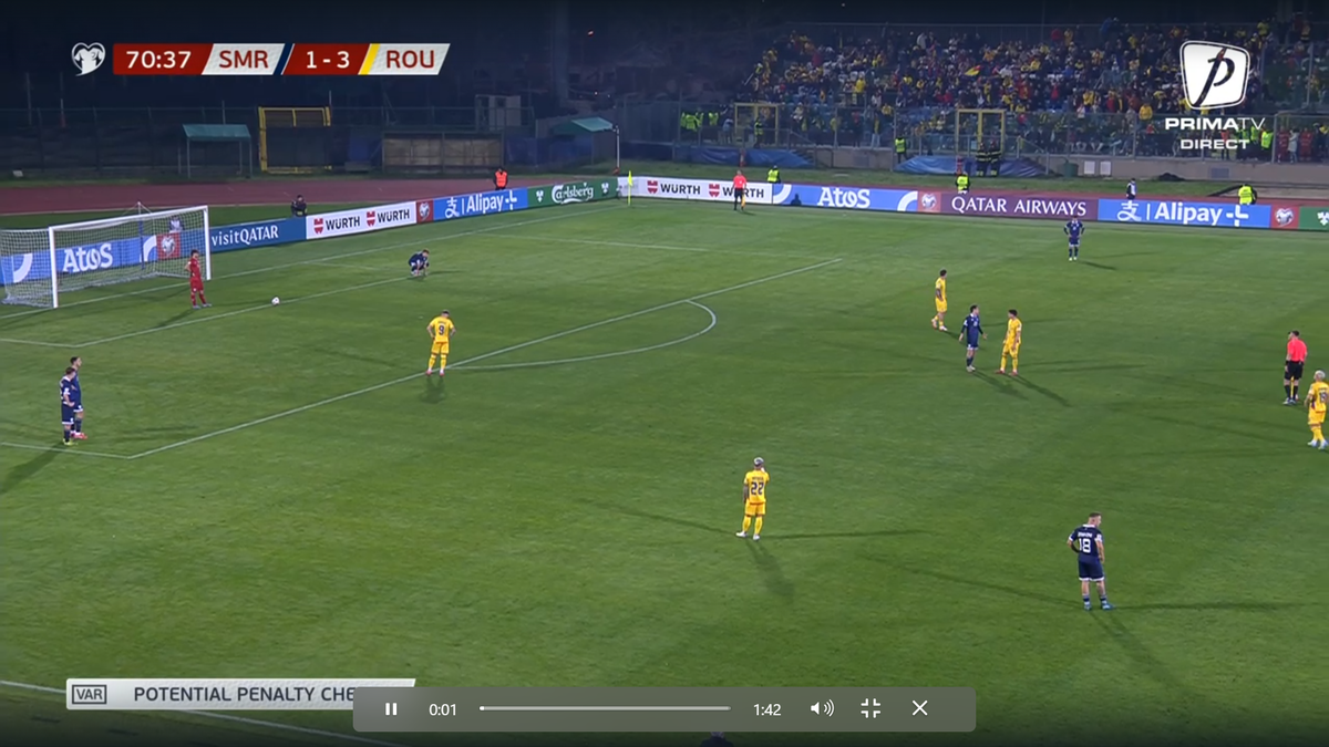 Decizie controversată în San Marino - România » La fel ca în meciul cu Bosnia: de ce nu s-a acordat penalty la un henț clar