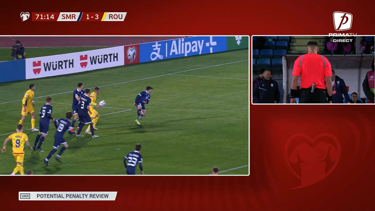 Decizie controversată în San Marino - România » La fel ca în meciul cu Bosnia: de ce nu s-a acordat penalty la un henț clar