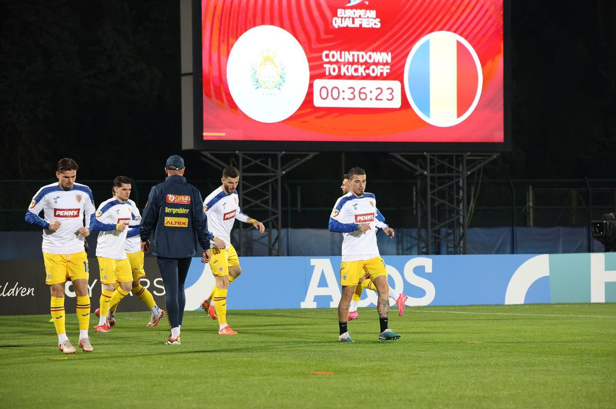 Imagini de la încălzire înainte de San Marino - România / foto: FRF