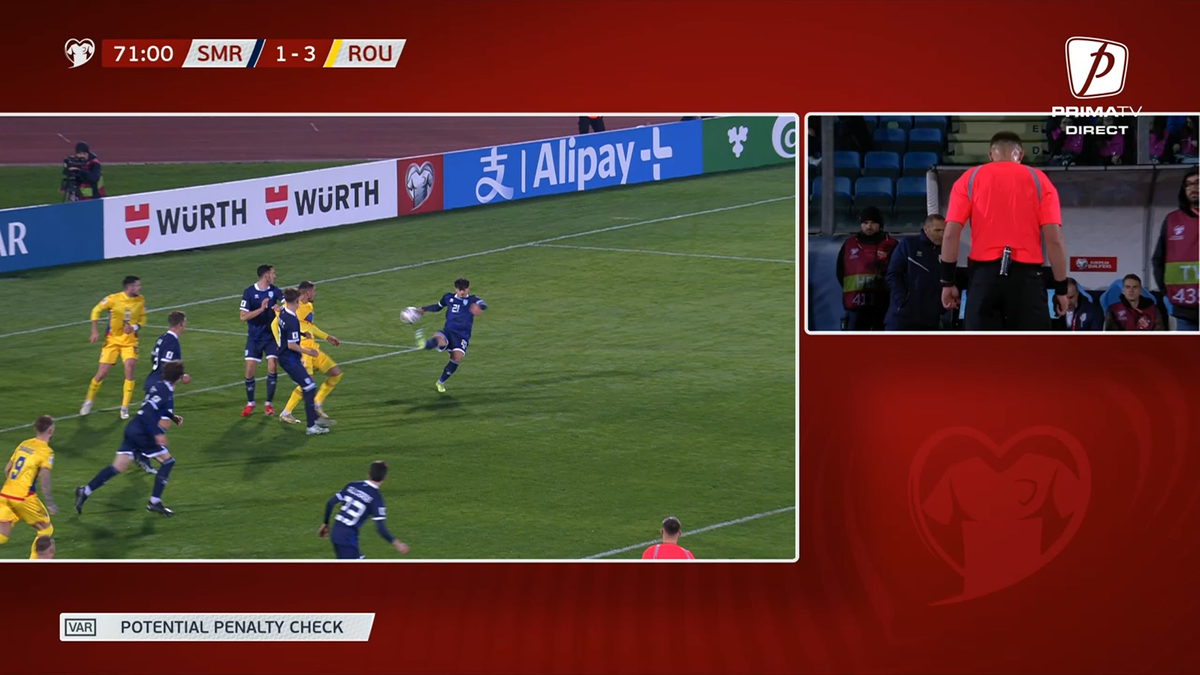 Decizie controversată în San Marino - România » La fel ca în meciul cu Bosnia: de ce nu s-a acordat penalty la un henț clar
