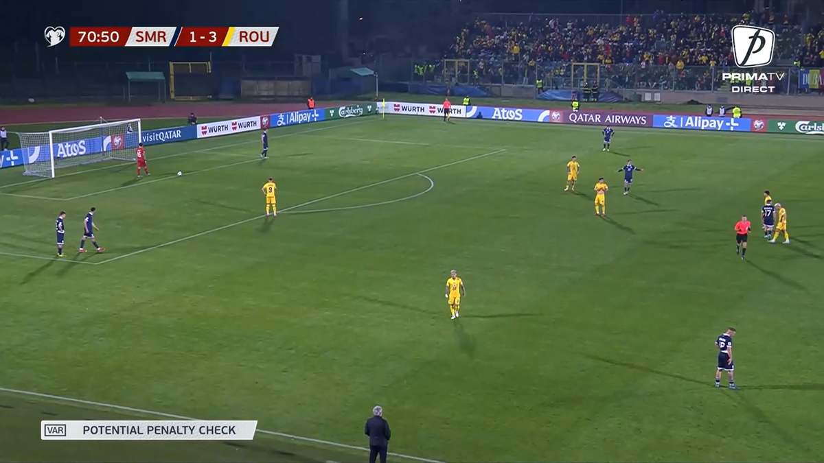 Decizie controversată în San Marino - România » La fel ca în meciul cu Bosnia: de ce nu s-a acordat penalty la un henț clar