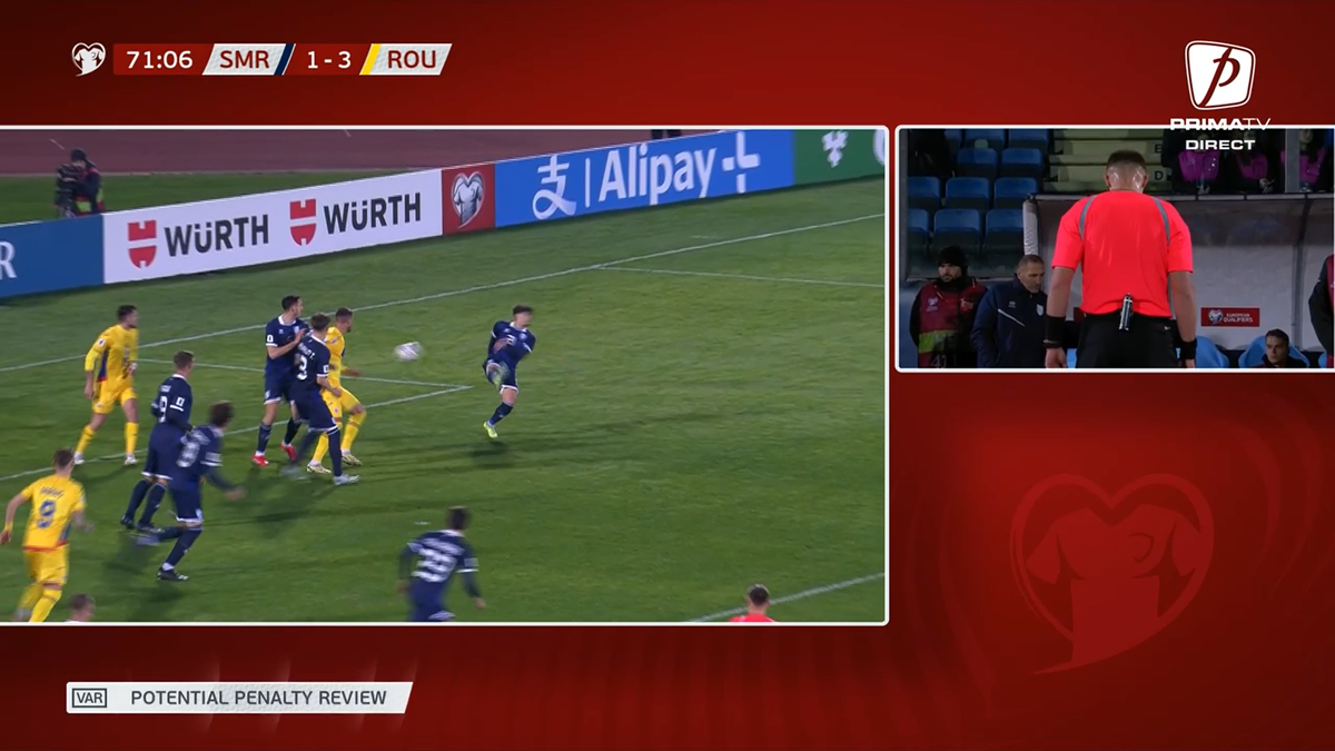 Decizie controversată în San Marino - România » La fel ca în meciul cu Bosnia: de ce nu s-a acordat penalty la un henț clar