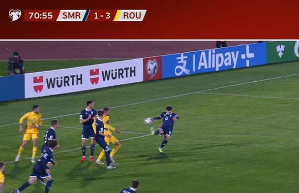 Decizie controversată în San Marino - România » La fel ca în meciul cu Bosnia: de ce nu s-a acordat penalty la un henț clar