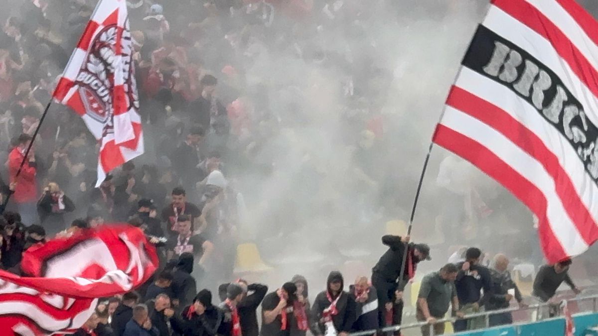 Imagini incredibile în Dinamo - Craiova: ultrașii au pornit extinctoarele în peluză