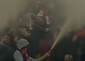 Imagini incredibile în Dinamo - Craiova: ultrașii au pornit extinctoarele în peluză