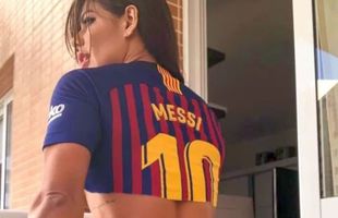 FOTO Miss BumBum l-a trădat pe Messi și a pozat aproape goală în tricoul altei echipe: „E cea mai bună!”