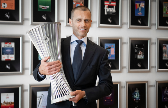 Președintele UEFA a prezentat trofeul Conference League! Ce avantaj va avea câștigătoarea competiției