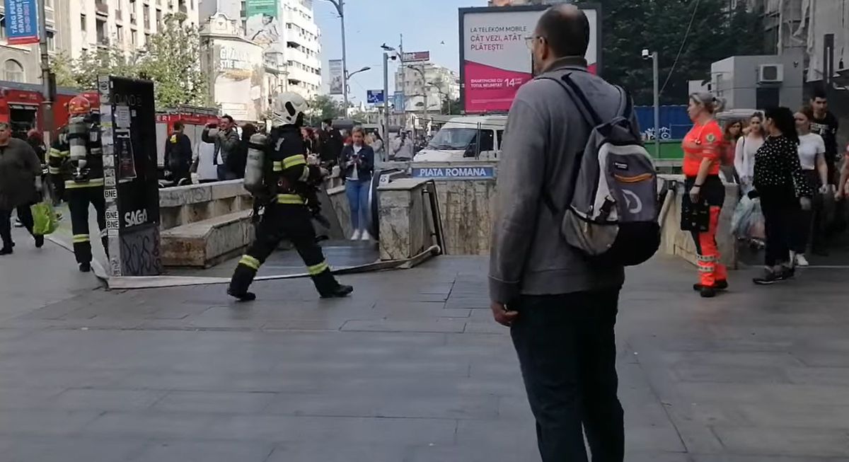 Alertă de incendiu la metroul de la Piața Romană