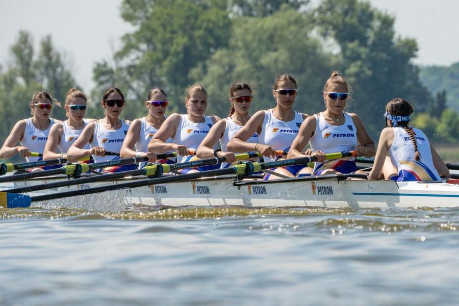 Barca feminină a României de 8 plus 1 rame la CE Juniori 2026 Foto: FR Canotaj/Balint Czucz Cinci medalii, dintre care două de aur, pentru canotorii români la Campionatele Europene de juniori
