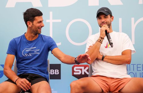 Novak Djokovic și Grigor Dimitrov, zâmbind înainte de dezastru Foto Guliver/GettyImages