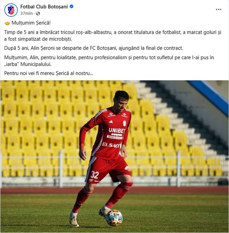 Încă un veteran din Superliga pus pe liber, după 5 sezoane la club