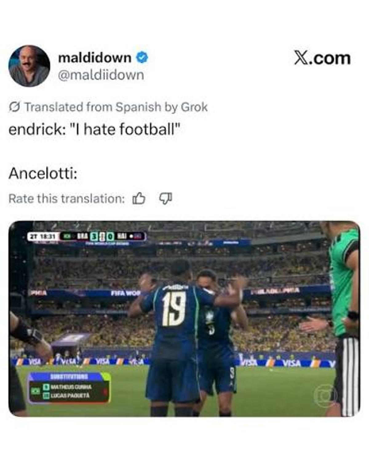 De ce au devenit meme-urile cu Endrick și Carlo Ancelotti senzația virală a acestui Campionat Mondial