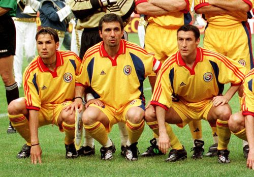 Adrian Mutu, Gheorghe Hagi și Viorel Moldovan, în tricoul naționalei României, foto: Imago