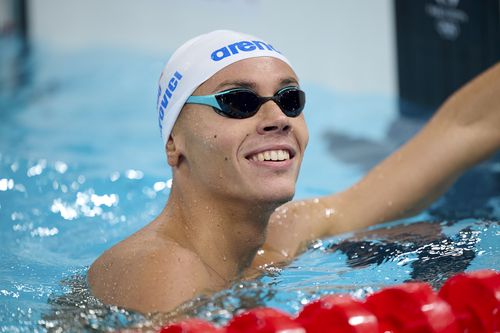 David Popovici la antrenamente în La Defense Arena FOTO Raed Krishan