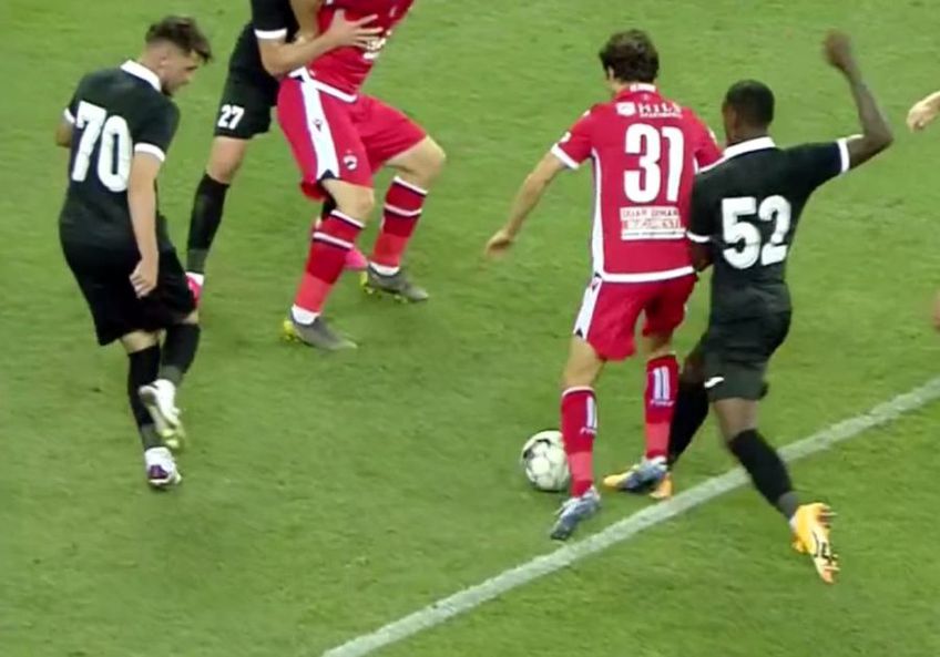 Dinamo și Hermannstadt se întâlnesc în prima etapă din Liga 1.  Dinamo a cerut penalty în repriza secundă, la duelul dintre Fabbrini și Romario Pires.
