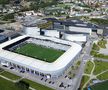 Panoramă din dronă realizată ieri de fotoreporterul GSP aflat în Norvegia, cu stadionul aflat la doar câțiva pași de celebrele fiorduri din Marea Nordului