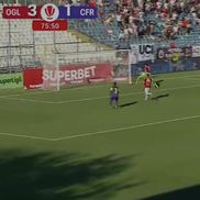 Oțelul Galați - CFR Cluj, gafă la golul de 4-1 / FOTO: Captură TV @Prima Sport 1