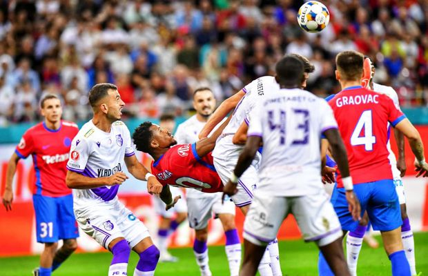 Fază controversată în FCSB - Argeș: Ngezana, iertat de eliminare? » „Foarfecă” direct în capul unui adversar, care a fost schimbat înainte de pauză