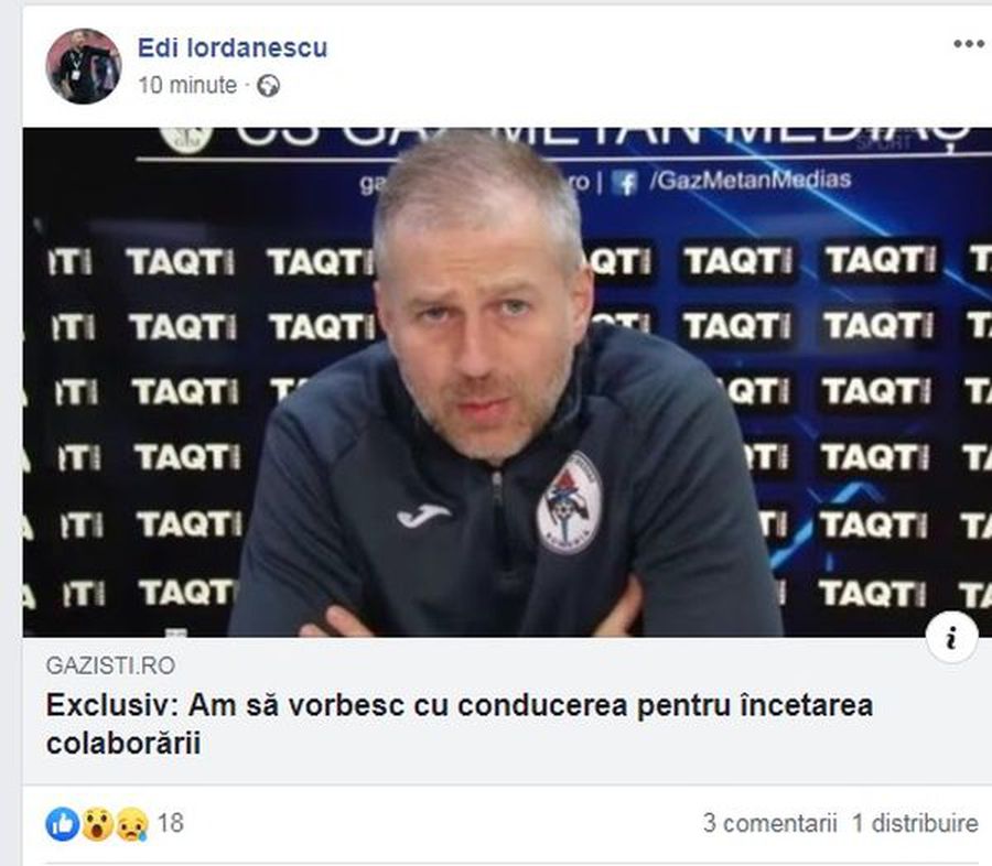 ȘOC în Liga 1! Edi Iordănescu pleacă de la Gaz Metan Mediaș!