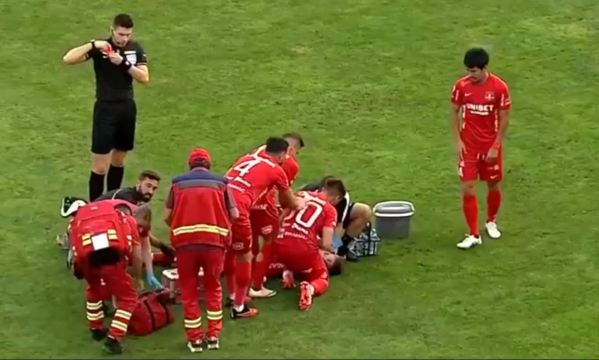 Accidentarea suferită de Dragoș Iancu în Petrolul - Hermannstadt
