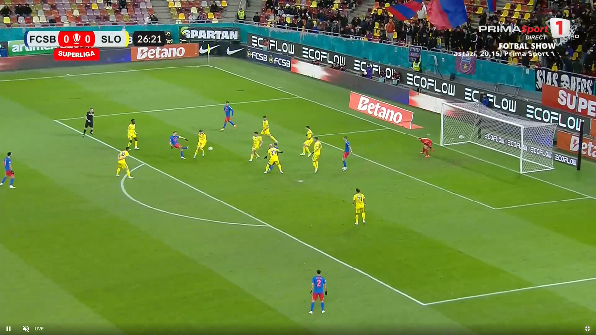 Fază încâlcită în FCSB - Slobozia » A fost sau nu a fost? Decizia VAR la golul marcat de Olaru