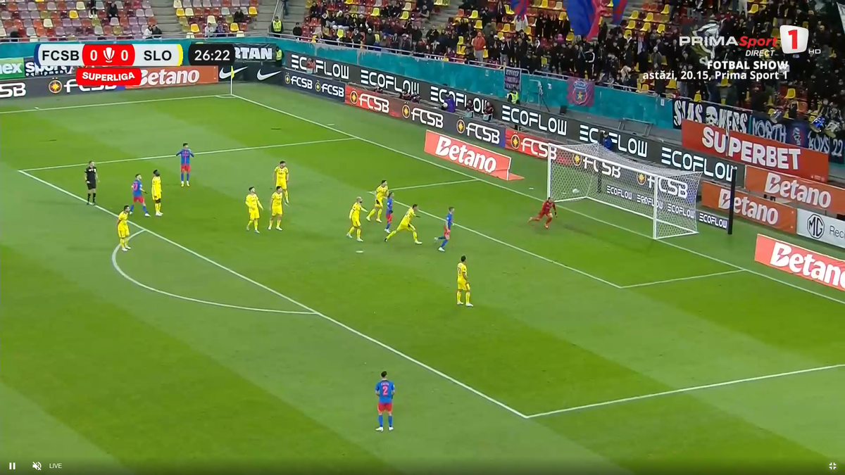 Fază încâlcită în FCSB - Slobozia » A fost sau nu a fost? Decizia VAR la golul marcat de Olaru